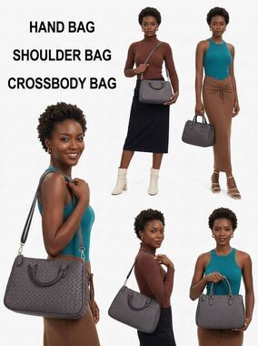🩵NWT Gray Woven Vegan Leather Convertible Crossbody Purse
